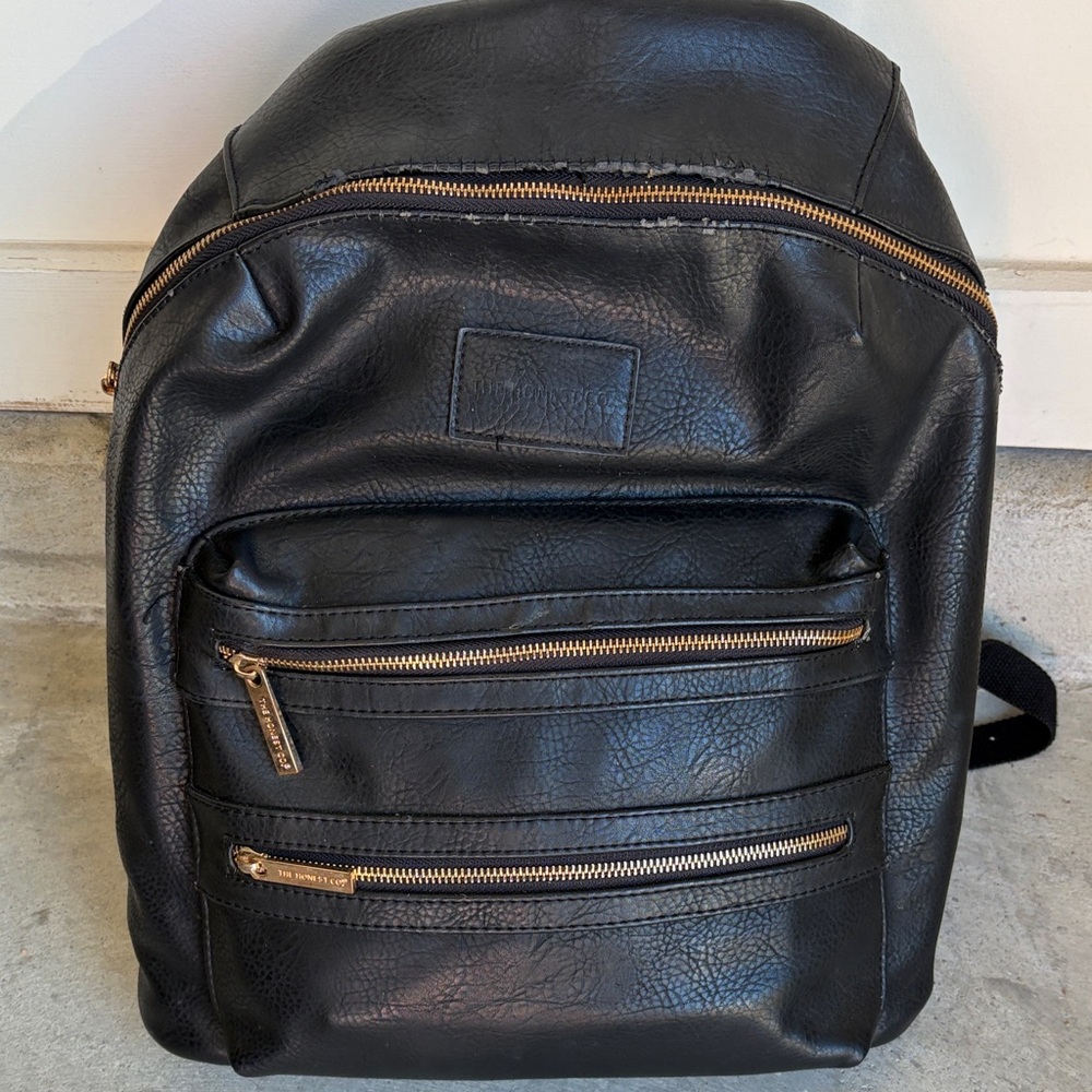 Black Leather baby bag-The Honest Co.